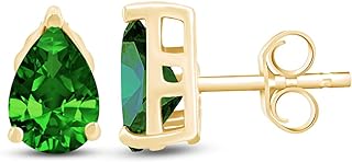 Pear Shape Stud Earrings In 14K Yellow Gold Over Sterling Silver (1.5 Ct)