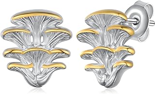 Mushroom Earrings 925 Sterling Silver Mushroom Studs Earrings Golden Oyster Mushrooms Stuff Jewelry Gifts for Women Girls