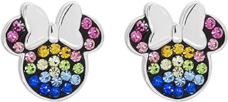 Disney Minnie Mouse Sterling Silver Rainbow Crystal Stud Earrings