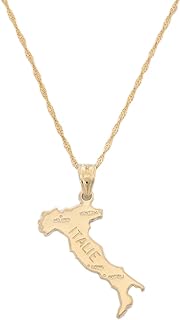18K Gold Plated Map of Italy Necklace Pendant Jewelry for Italian