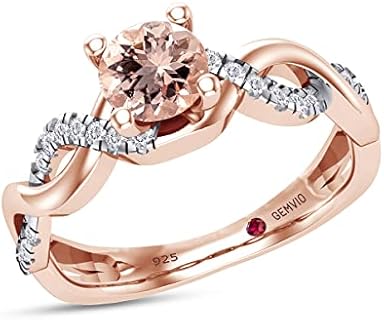 5MM Round Cut Gemstone & Natural White Diamond Infinity Swirl Engagement Ring In 14K Gold Over Sterling Silver Anniversary Wedding Ring(0.60 Cttw) Valentine's Day Gift For Her