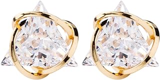 ENMOKI Triangle Cubic Zirconia Geometric Gold Stud Earrings for Womens