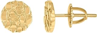 925 Sterling Silver Yellow tone Unisex Round Nugget Stud Earrings Jewelry Gifts for Women