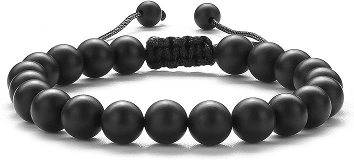 Hamoery Men Women 8mm Lava Rock Beads Chakra Bracelet Braided Rope Natural Stone Yoga Bracelet Bangle