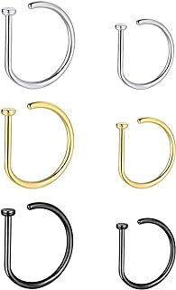 VOJO G23 Titanium 20G Nose Rings Hoops L Shaped Screw Nose Studs Diamond Small Piercing Jewelry for Women Men