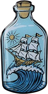 Butterfly Clasped Enamel Pin - Vintage Ship in a Bottle Design - Ideal Maritime Accents for Adventurous Mariners, Sailors, Beach Enthusiasts