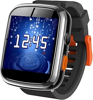 VERTEX STYLE スマートウォッチ 小学生向け 歩数計機能付き、1.54インチ大画面、8GBメモリー搭載、音楽も楽しめるブラック仕様