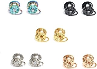Clip On Stainless Steel Spiral Earrings for Sensitive Ears with Pressure Relief for Keloids, Non-Pierced Design with Metal Gem, Ideal Fashion Accessory