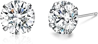 SBLING Platinum Plated Sterling Silver Stud Earrings Made with Swarovski Crystals