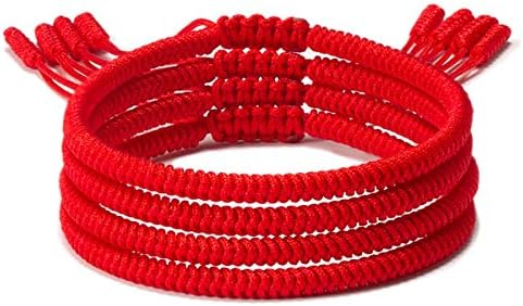 Adjustable Tibetan Lucky No-Clasp Red Braided Nylon Bracelet for Men and Women – Rope and Braided Chain Design for Good Fortune and Protection