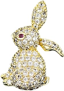 Chic Gold-Plated Cubic Zirconia Rhinestone Rabbit Brooch with Ball Clasp - A Cute, Dainty Fashion Accessory for Women and Girls