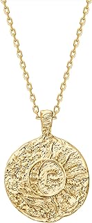 PAVOI 14K Gold Plated Engraved Coin Pendant | Byzantine Coin Necklace | Bohemian Necklace