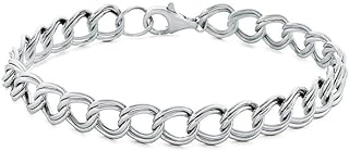 Orostar Sterling Silver 925 Italian 4mm Double Link Charm Bracelet, Sizes 5" - 9"