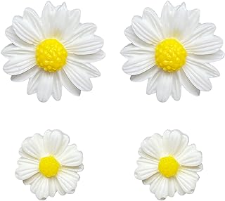 QUPENGXU 2Pairs Cute Daisy Flower Stud Earrings Acrylic Yellow Flower Daisy Earrings For Women Girls