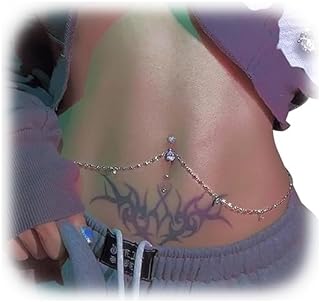 Alloy Clasp Women's Belly Body Chain with Dazzling Rhinestones and Heart Pendant for Beach and Festival Wear