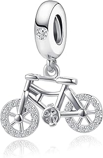 Round Clasp Tennis Charm Bracelet with Synthetic Crystals for Sport Fans - Love Bicycle/Bike Design with Rainbow Crystal Beads