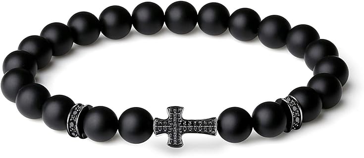 COAI Religious Jewelry Stone Beaded Cross Bracelet