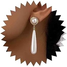 Lever-back, Boho Teardrop Pearl Earrings in Zinc Alloy for Women and Girls, Elegant White Pearl Dangle Design