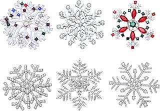Christmas Snowflake Brooches for Women Xmas Crystal Brooch Pins Set for Girls Men Christmas Jewelry Gift for Family
