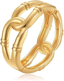 Gold Bracelets for Women 18K Gold Plated Hinge Fashion Chunky Stacks Cuff Bracelets for Teen Girls Jewelry Vintage Arm Cuff Bracelets for Mom Birthday Gifts