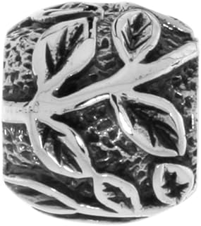 Sterling Silver Floral Flower Theme Bead Charms for Charm Bracelets fits 3mm Snake Chain Bracelets Oxidized Finish