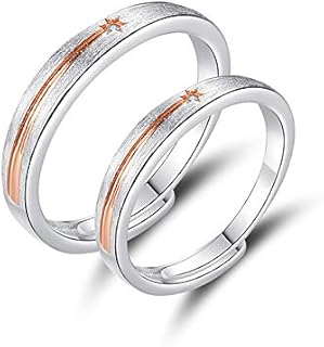MIKAMU Couple Rings 925 Sterling Silver Adjustable Open meteor Rings Engagement Pair Rings Rings for Men Rings for Women Wedding Promise Engagement Anniversary Ring
