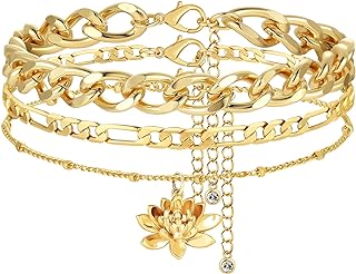 Gold Anklets Bracelets for Women Girls 14K Retro Coin Initial Bracelets Layered Birthflower Anklet Adjustable Handmade Cuban Chain Bracelet Personalized Jewelry Gift