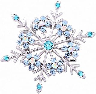 Jana Winkle Retro Exaggeration Christmas Snowflake Brooch Blue Green Semi Precious Stone Coat Collar Pin