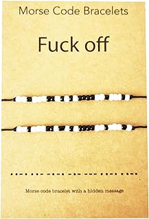 Other-Clasp Resin Bead Morse Code Bracelets on Cord & Bead Chain – Funny & Inspirational Gift for Mom, Lover – Stainless Steel, COLORFUL BLING Design