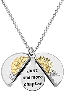 PLITI Bookworm Gift Book Lover Gift Bookish Gift Librarian Appreciation Gift Just One More Chapter Sunflower Locket Necklace