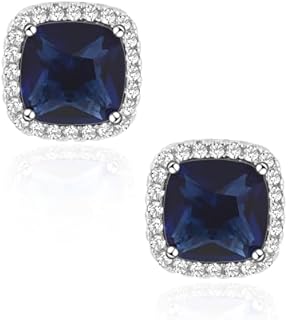 Princess Cut Sapphire Engagement Ring with Push Back Finding and Zircon Gem for Women, Square Design