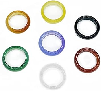 7-Piece HUJUON Carnelian Band Ring Set: Stackable, Multi-color, Natural Agate & Jade Gemstones for Men and Women
