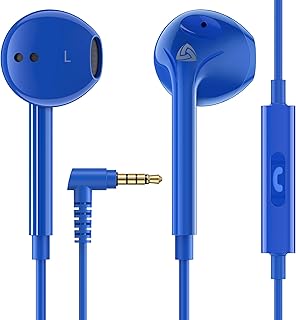 Écouteurs Intra-Auriculaires LUDOS Zenith avec Microphone et Isolation Acoustique, Filaire, Jack 3,5 mm, Idéal pour Smartphones, Tablettes et Ordinateurs Portables, Bleu