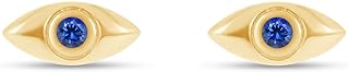 Simulated Birthstone Dainty Tiny Evil Eye Mini Stud Earrings In 14k Gold Over Sterling Silver Jewelry for Her