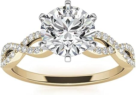 Twisting Infinity Moissanite Engagement Rings for Women, 1.0 CT Round Cut Moissanite Wedding Ring, Customize Name Engraving