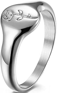 Jude Jewelers Stainless Steel Cute Dainty Rose Flower Charm Wedding Engagement Statement Promise Anniversary Pinky Ring