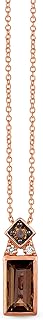 Spring Ring Clasp Le Vian Baguette Pendant Necklace with Cable Chain - Diamond and Smoky Quartz Adorned for Women - Exquisite Chocolate Diamond Design in 14k Rose Gold