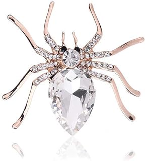 COLORFUL BLING Crystal Steen 1 Pcs Three Colors Spider Crystal Brooch Rhinestones Wedding Boutonniere Jewelry-White