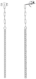 Silver Chain Threader CZ Danglers Honest Mantra SE110-P, Cocktail Party Earrings, Gift for her, Long Dainty Earrings