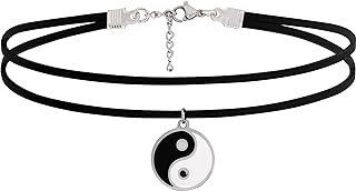 Sacina Gothic Black Layered Yin Yang Choker Neckace, Yin Yang Necklace, Gothic Necklace, Black Choker Necklace, Christmas Jewelry Gift for Women