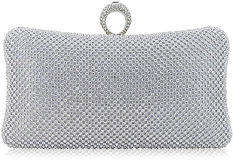 Dexmay Rhinestone Clutch Purse with Crystal Clasp for Bridal & Party, Elegant Design with Imported Fabric and Versatile Metal Chain - Perfect for Weddings, Evening Events and Formal Gatherings