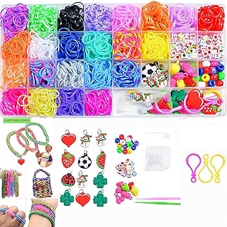 JIYAKO Rubber Band Bracelet Kit for Kids - Over 2000 Beaded Loom Bands in Bright Colors with Durable Clasps - Interactive DIY Craft Set with Convenient Storage Case