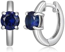 MORGAN & PAIGE Rhodium-Plated Sterling Silver Huggie Hoop Earrings - Hypoallergenic and Nickel-Free for Sensitive Skin, Choice of Birthstone Jewelry, with Elegant Gift Box