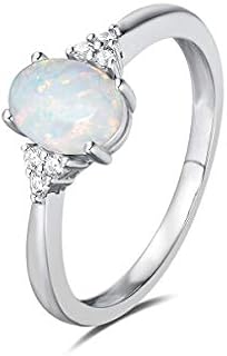 FANCIME Birthstone Rings for Women Sterling Silver Created Opal Rings Garnet Ruby Rings Engagement Ring Fine Jewelry for Women Size 4,5,6,7,8,9,10