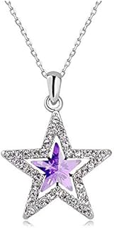 Charm Triple Crystal Star Long Sweater Chain Necklace Fine Jewelry Crystals Women Red Pearl Cross Tassel Necklace (Purple Star)