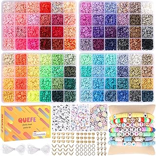QUEFE 9600pcs Clay Beads for Bracelet Making Kit, 96 Colors Polymer Heishi Beads with Letter Beads for Jewelry Necklace Making, Craft Gifts, Preppy, Set for Girls 8-12
