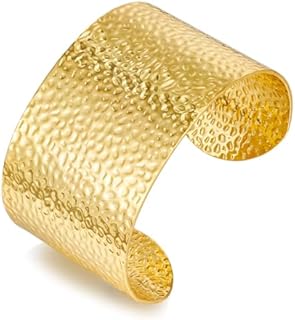 Hammered Gold Cuff Bracelets for Women Irregular Adjustable Open Bangles Chunky Statement Wide Gold Bracelets Vintage Boho Gold Arm Cuff Jewelry Gift