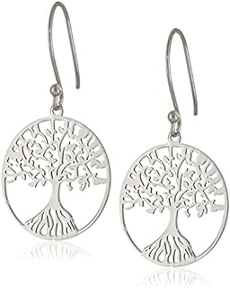 Amazon Essentials Sterling Silver Dangle Drop Earrings with French Wire Back Finding and Tree of Life Design