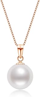 Spring-Clasp Vintage 18K Gold Freshwater Pearl Pendant Necklace with Sterling Silver Box Chain, Perfect Gift for Women of All Styles and Occasions