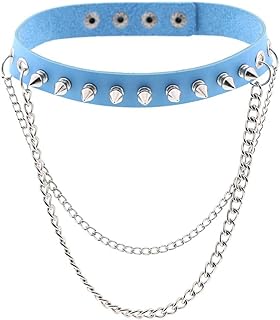 Women Punk Leather Choker Necklaces Girls Spike Studded Chain Rock Adjustable Collar Necklaces